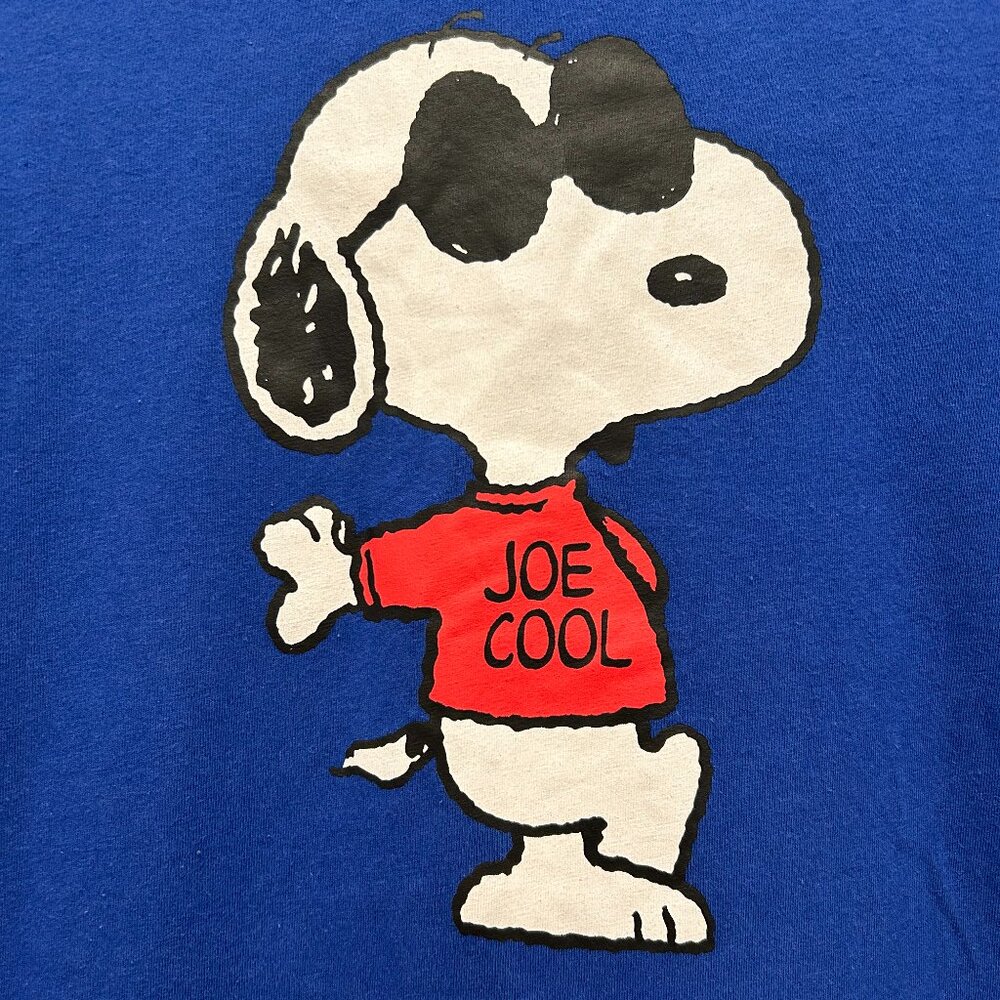 PEANUTS Joe Cool spellout Snoopy blue t-shirt (XS) - Picture 2 of 6